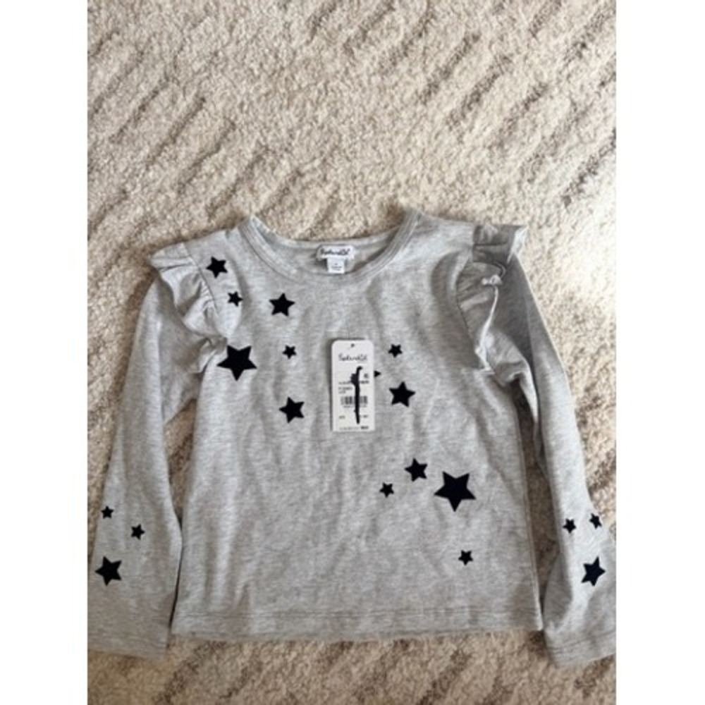 Splendid Girls Heather Gray Ruffle Star Print Long Sleeve Top Size 4